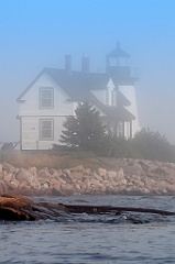 Prospect Harbor Light in Foggy Conditions in Maine
